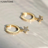 925 Silver Star Series Sweet Earrings Pendant Hoop Earrings for Women