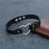 Adjustable Leather Heart Choker Necklace Punk Gothic Collar