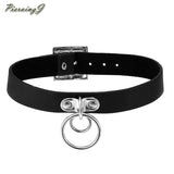 Leather O Shape Pendant Choker for Men Women