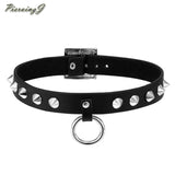 Leather O Shape Pendant Choker for Men Women