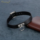 Leather O Shape Pendant Choker for Men Women