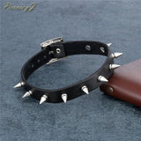 Leather Spike Studded Rivets Choker Necklace