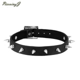 Leather Spike Studded Rivets Choker Necklace