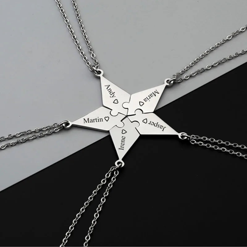 Friendship Puzzle Charm Pendant Necklace Set - BFF Necklace Set