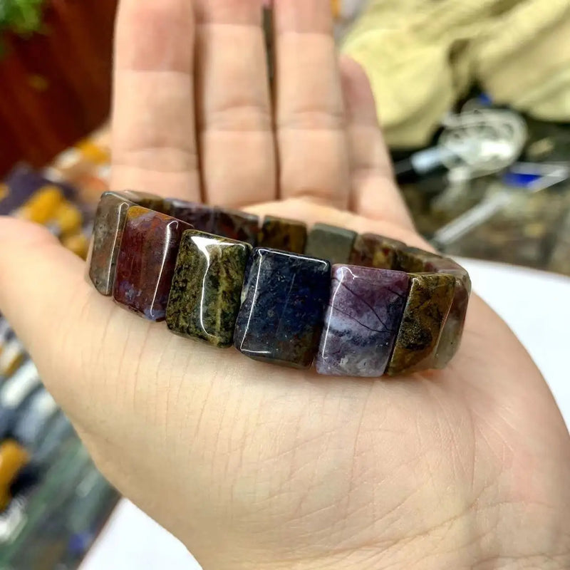 Pietersite Stone Beads Bracelet Natural Gemstone Bangle For Woman