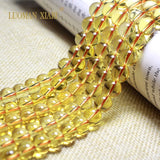 Piezoquartz Citrine Yellow Quartz Round Crystal Stone Beads for Jewelry Making