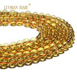 Piezoquartz Citrine Yellow Quartz Round Crystal Stone Beads for Jewelry Making