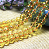 Piezoquartz Citrine Yellow Quartz Round Crystal Stone Beads for Jewelry Making
