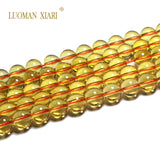 Piezoquartz Citrine Yellow Quartz Round Crystal Stone Beads for Jewelry Making
