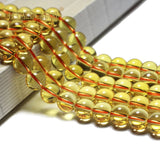 Piezoquartz Citrine Yellow Quartz Round Crystal Stone Beads for Jewelry Making
