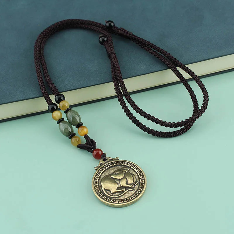 Chinese Zodiac Animal Necklaces Vintage Brass DIY Jewelry