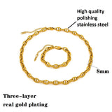 Pig Nose Chain Necklace Bracelet Set Women Stainless Steel Jewelry