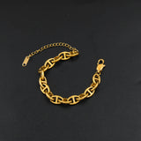 Pig Nose Chain Necklace Bracelet Set Women Stainless Steel Jewelry