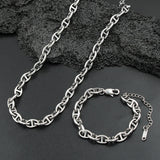 Pig Nose Chain Necklace Bracelet Set Women Stainless Steel Jewelry