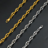 Pig Nose Chain Necklace Bracelet Set Women Stainless Steel Jewelry