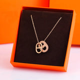 Pig Nose Rose Necklace Leather 925 Silver Women's Chain Jewelry