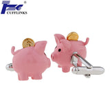 Pig Saving Pot Cufflink Cuff Link 2 Pairs Gift Set