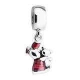 Piglet Transparent Cerise Enamel Silver Beads For Jewelry Making