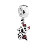 Piglet Transparent Cerise Enamel Silver Beads For Jewelry Making