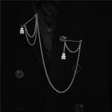 Tassel Pendant Brooch Metal Chain Pin for Overcoat Suit Shirt Lapel