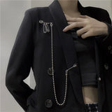 Tassel Pendant Brooch Metal Chain Pin for Overcoat Suit Shirt Lapel