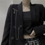 Tassel Pendant Brooch Metal Chain Pin for Overcoat Suit Shirt Lapel