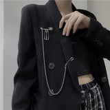 Tassel Pendant Brooch Metal Chain Pin for Overcoat Suit Shirt Lapel
