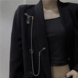 Tassel Pendant Brooch Metal Chain Pin for Overcoat Suit Shirt Lapel