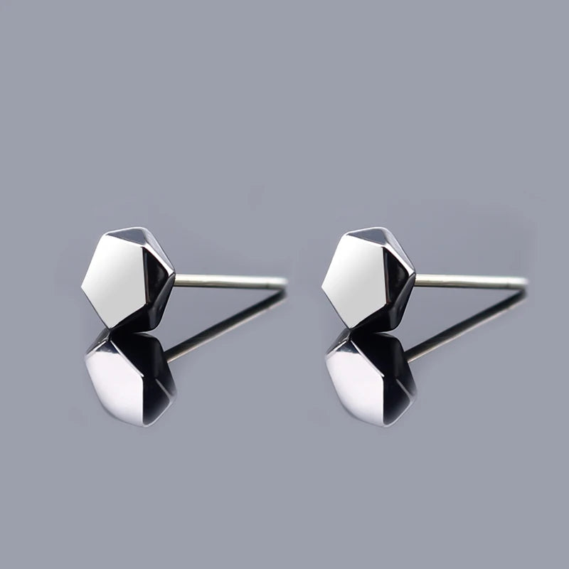 Hexagon Copper Stud Earrings for Women