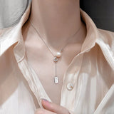 Sterling Silver Tide Pearl Clavicle Chain Necklace for Women