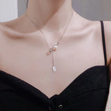 Sterling Silver Tide Pearl Clavicle Chain Necklace for Women