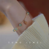 Pine Cone Hetian Jade K14 Charm Bracelets for Women