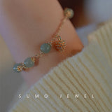 Pine Cone Hetian Jade K14 Charm Bracelets for Women