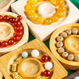 Pine Solid Wood Bracelet Display Tray Round Square Beaded Bracelets Storage Base