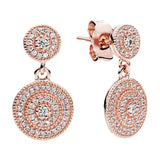 Pink 14K Rose Earrings Crystal Zircon Stones Elegant Jewelry