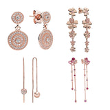 Pink 14K Rose Earrings Crystal Zircon Stones Elegant Jewelry