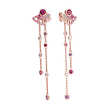 Pink 14K Rose Earrings Crystal Zircon Stones Elegant Jewelry
