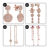 Pink 14K Rose Earrings Crystal Zircon Stones Elegant Jewelry