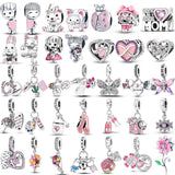Silver Butterfly Flower Cat Girl Shoe Charm Beads for DIY Jewelry
