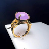 Pink Agate Ring Copper Stone Zircon Women