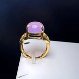 Pink Agate Ring Copper Stone Zircon Women