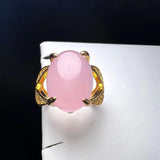 Pink Agate Ring Copper Stone Zircon Women
