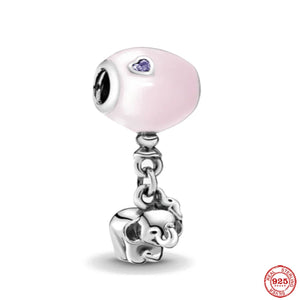 Pink Amulet Fit Charms Bracelet 925 Sterling Silver Typewriter Dangle Bead