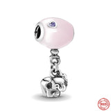 Pink Amulet Fit Charms Bracelet 925 Sterling Silver Typewriter Dangle Bead