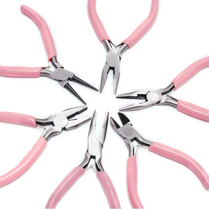 Pink Beading Jewelry Pliers End Cutting Wire Equipment Needle Round Nose Pliers