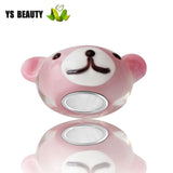 Pink Bear Glass Beads Silver Core Large Hole Beads for Girls DIY Bracelet