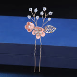 Pink/Blue Flower Bridal Hair Comb & Hairpins Pearl Wedding Accessories