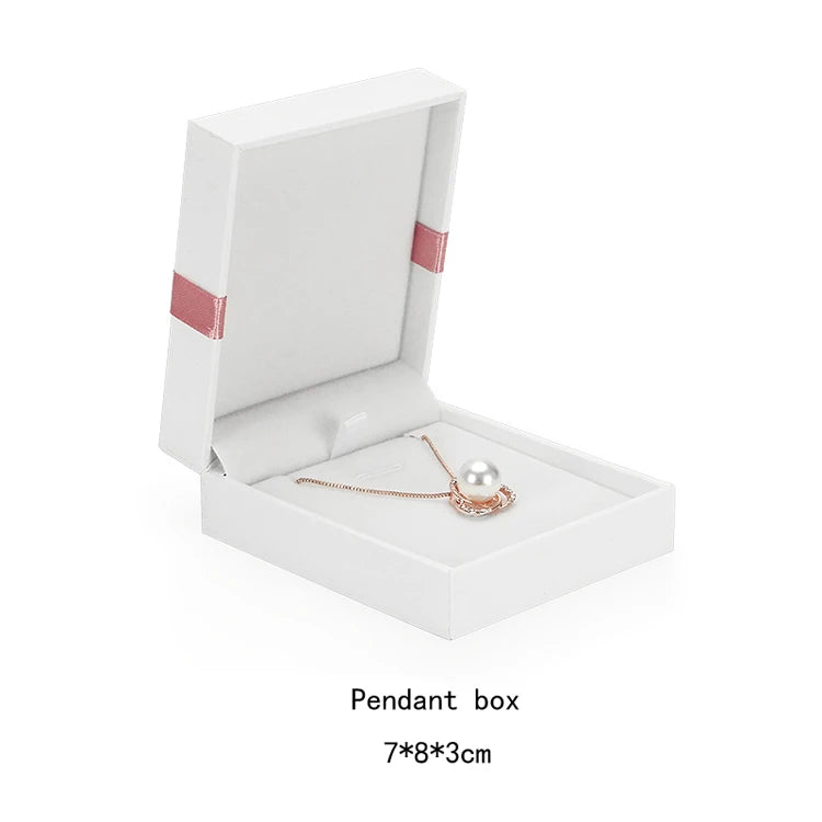 Pink Bowknot Jewelry Storage Box Paper Filled Ring Bracelet Packaging