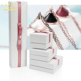 Pink Bowknot Jewelry Storage Box Paper Filled Ring Bracelet Packaging