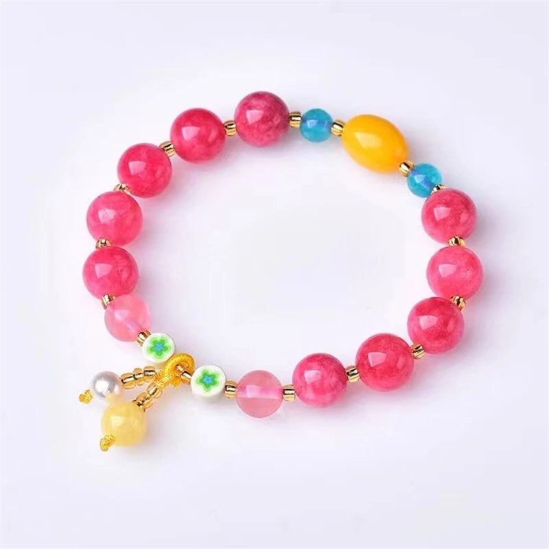 Pink Bracelet Natural Stone Bracelets Women Rhodochrosite Stone Bangles